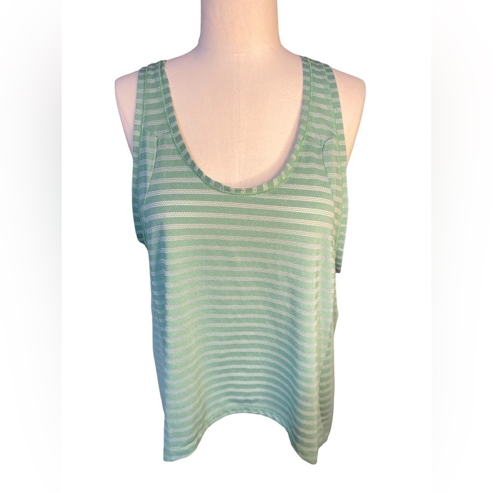 ZYIA Active Nimbus  Size 3XL Striped Split Back Green Tank Top